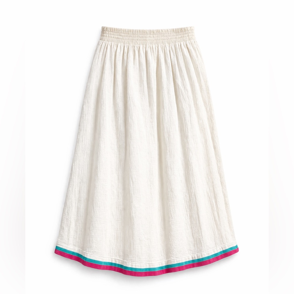 Rodier Paris Made in France Cotton Midi Skirt Size 40 Boho Ivory